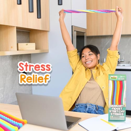 8-Pack Textured Stretchy Sensory Strings
