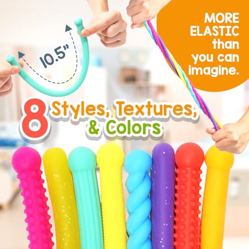 8-Pack Textured Stretchy Sensory Strings