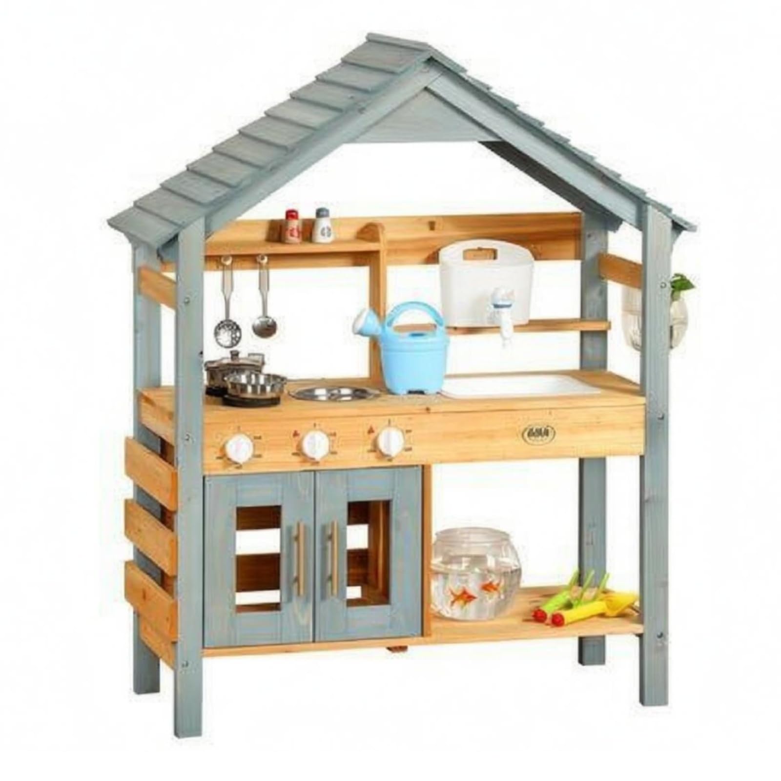 JCRBILW Wooden Market Stall Play Kitchen