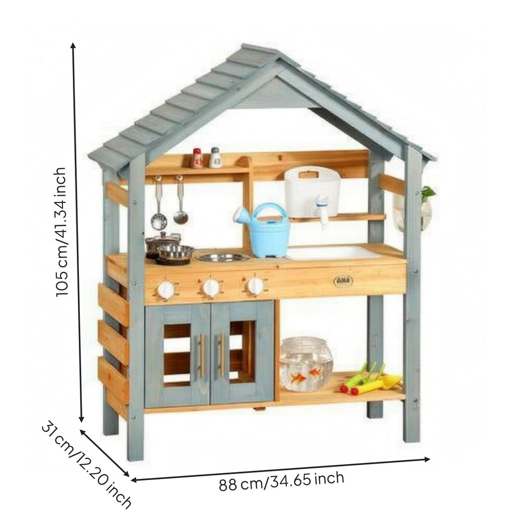 JCRBILW Wooden Market Stall Play Kitchen