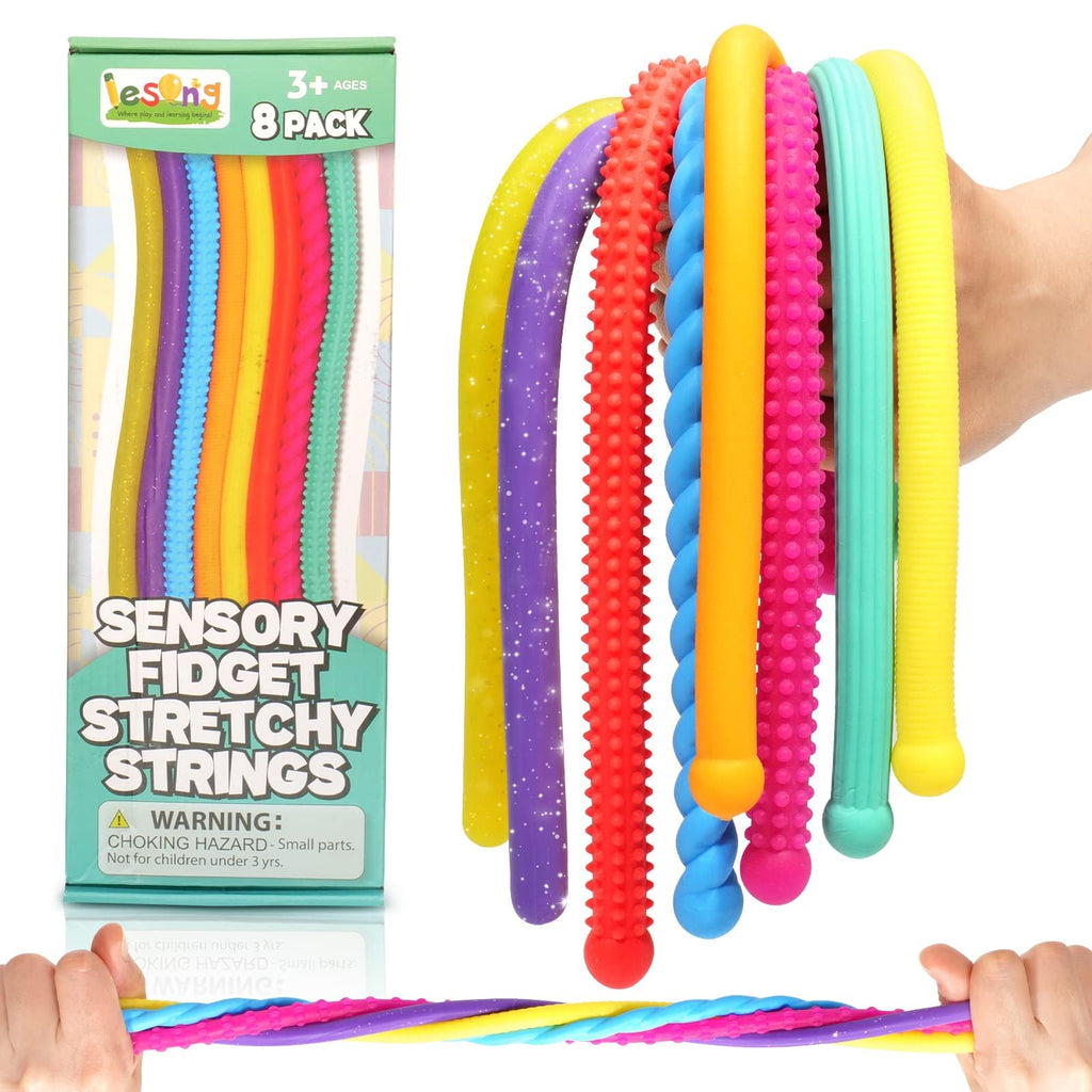 8-Pack Textured Stretchy Sensory Strings
