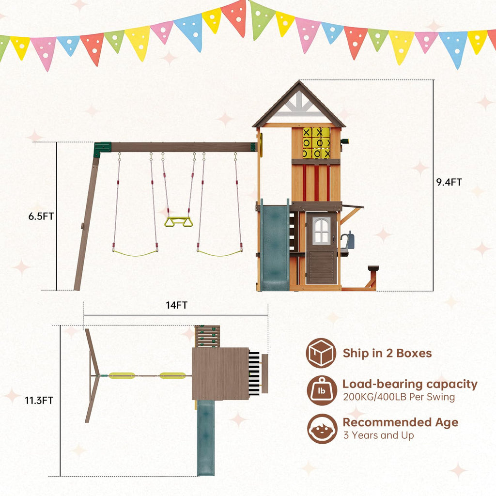 SunSwell Wooden Backyard Swing and Play Set