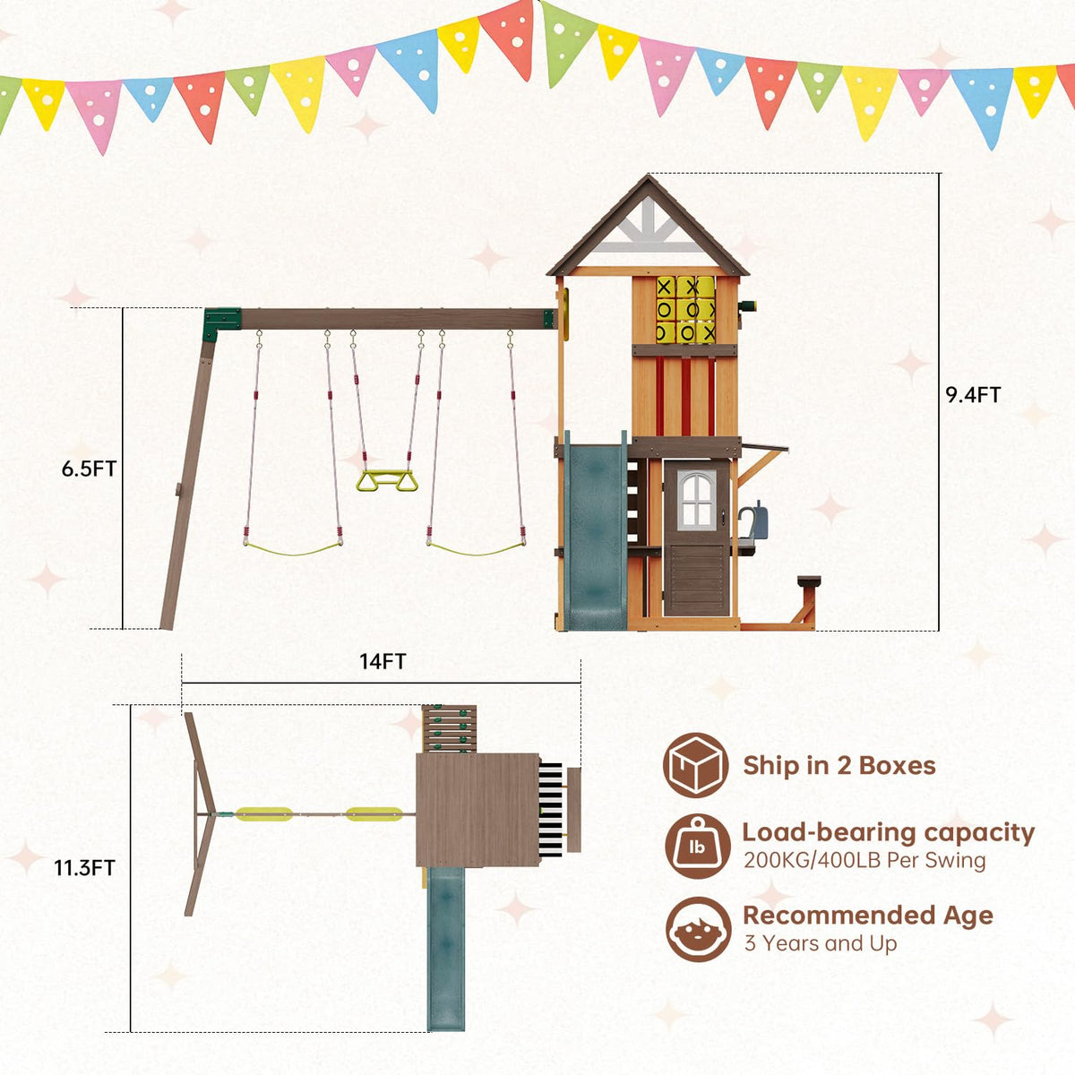 SunSwell Wooden Backyard Swing and Play Set
