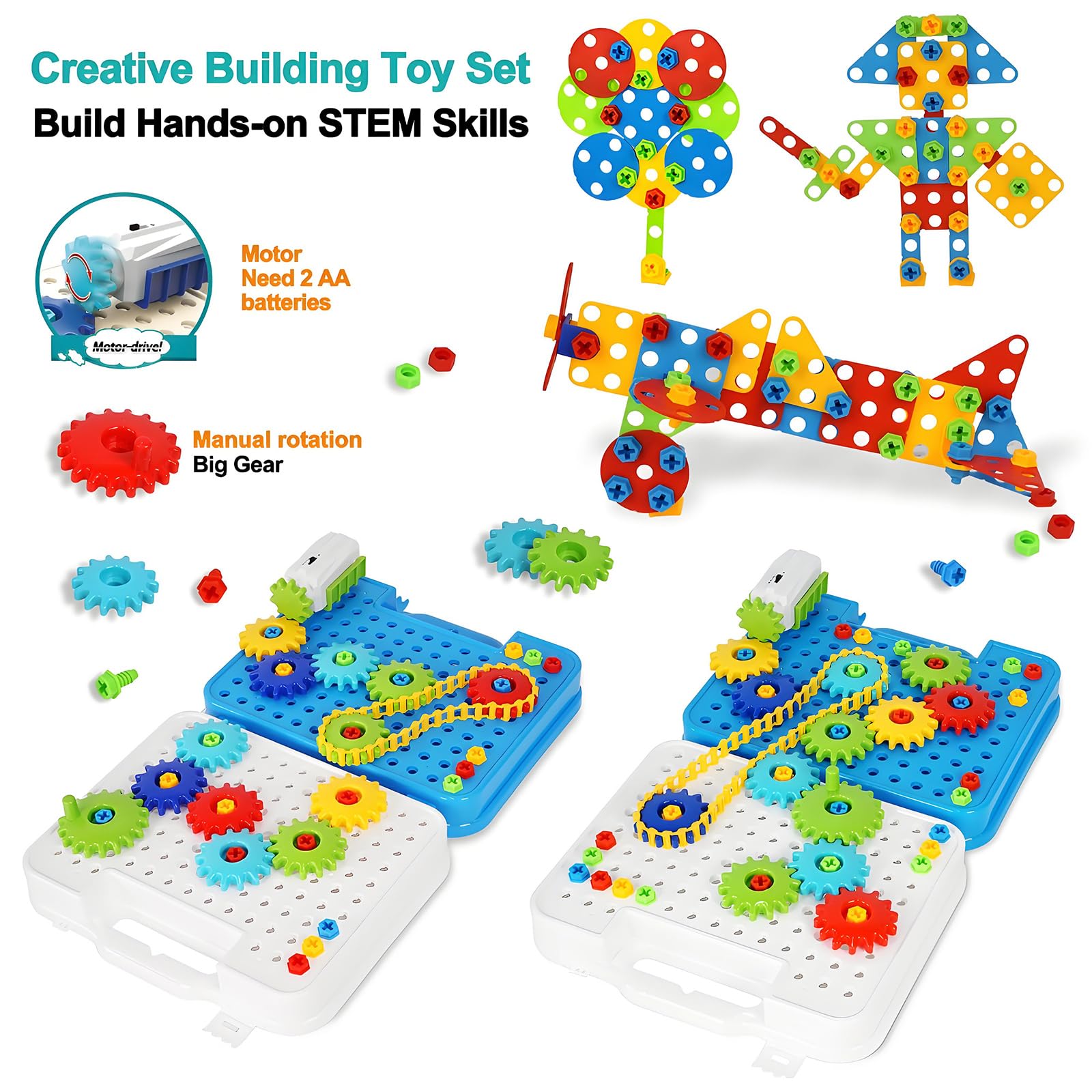 280-Piece Motorized Gear Building Set
