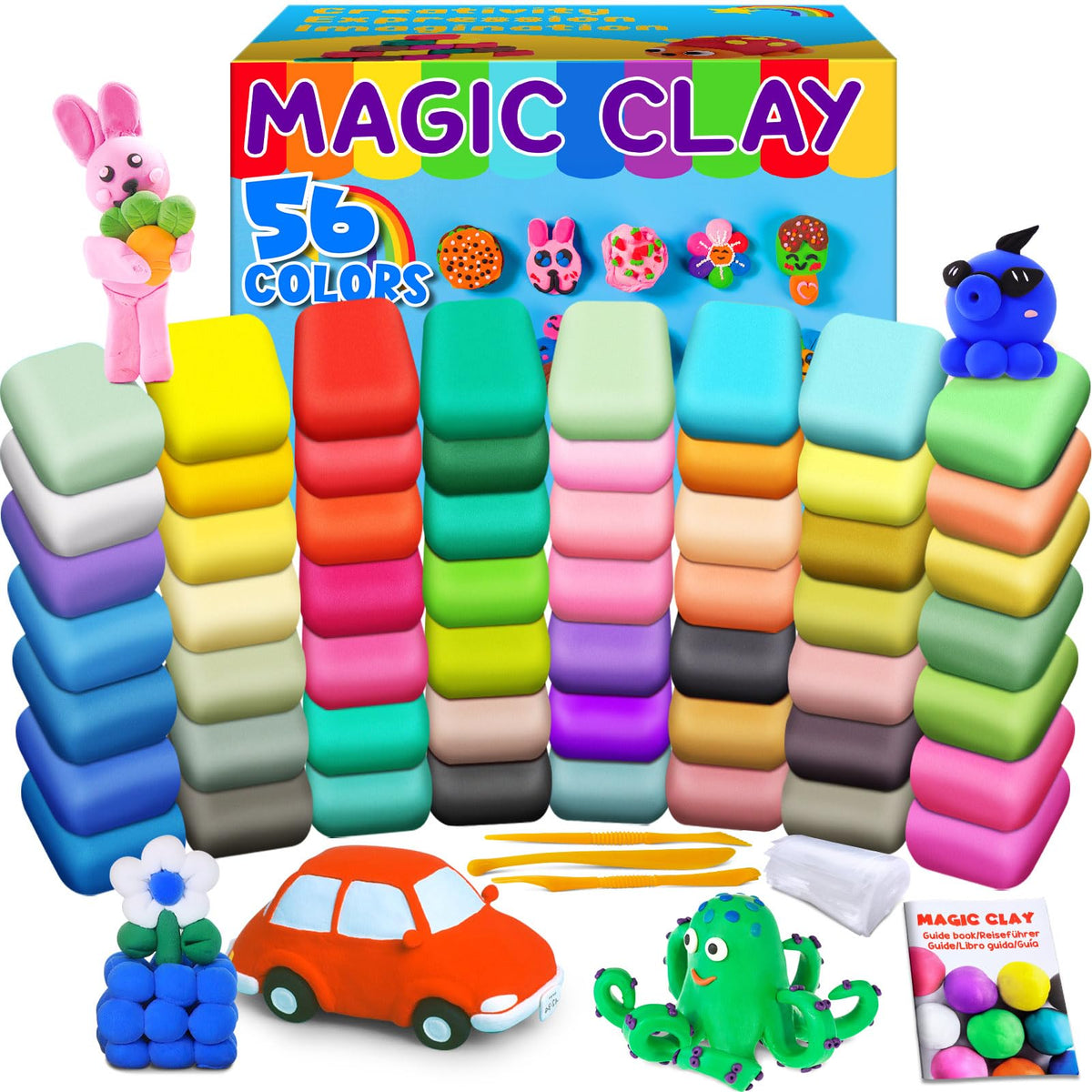 56-Color Air-Dry Modeling Clay Kit