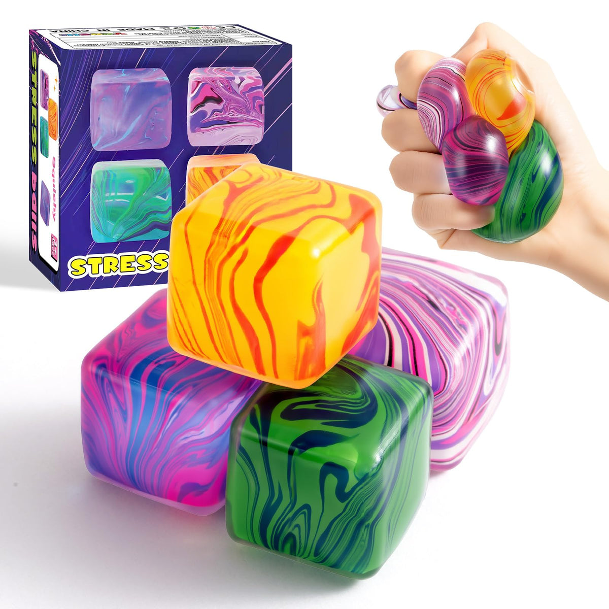 4-Pack Slow-Rising Squishy Stress Cubes