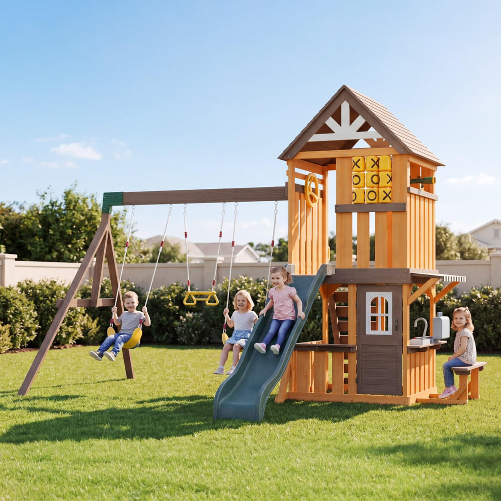 SunSwell Wooden Backyard Swing and Play Set