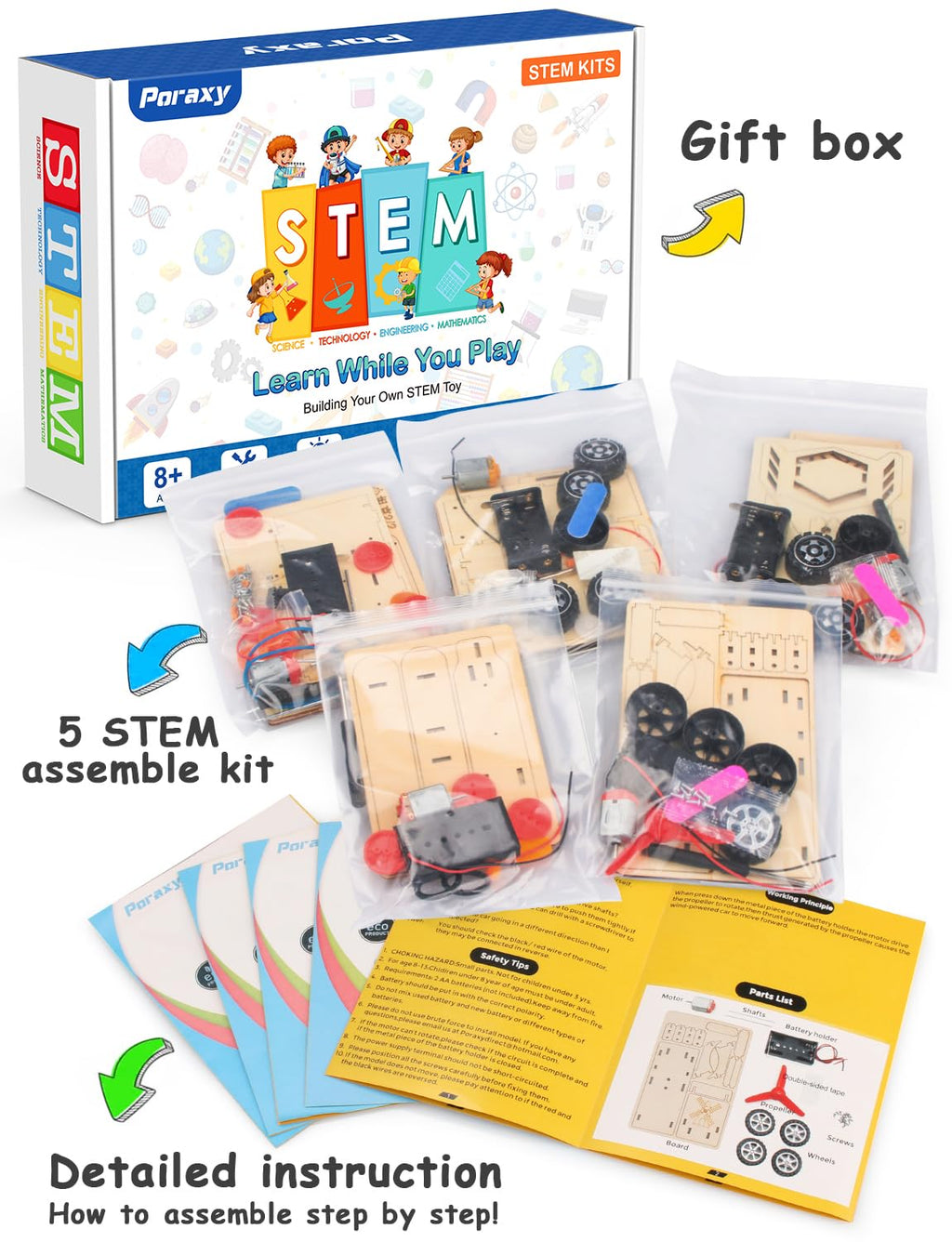 Poraxy 5-in-1 Motorized STEM Model Kit