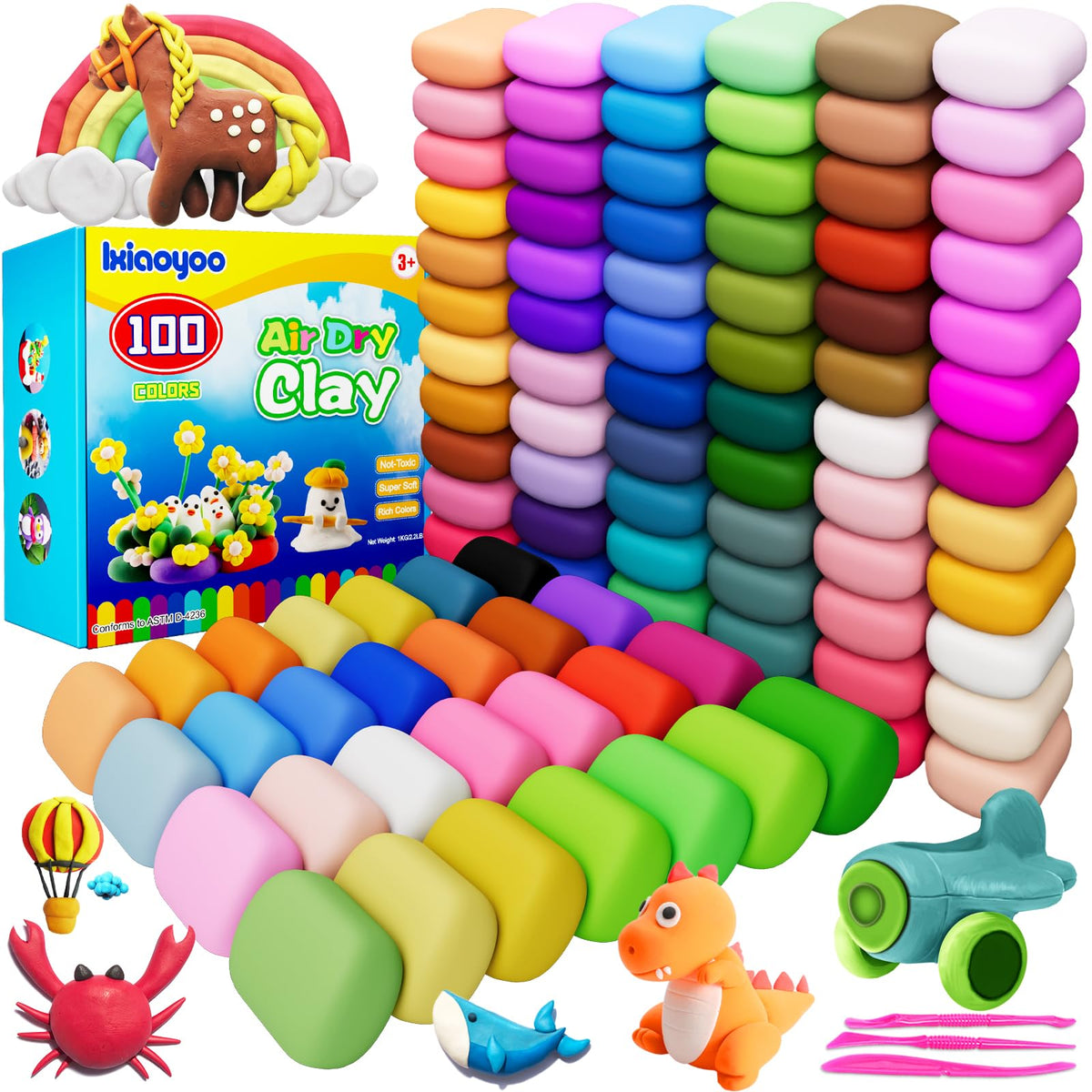 Ixiaoyoo 92-Pack Air-Dry Clay Kit
