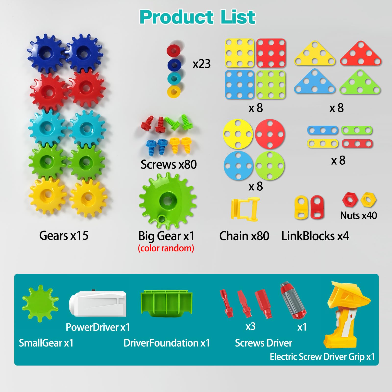 280-Piece Motorized Gear Building Set