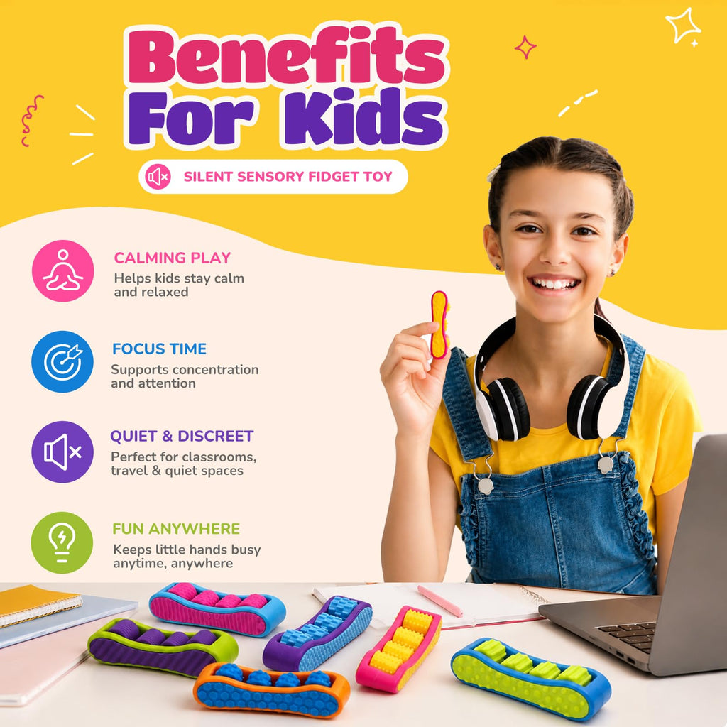 TIZZABOO 6-Pack Quiet Sensory Roller Fidgets