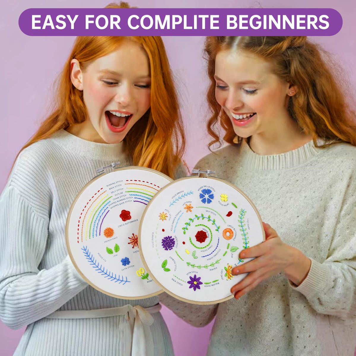 5-Pack Beginner Floral Embroidery Kit