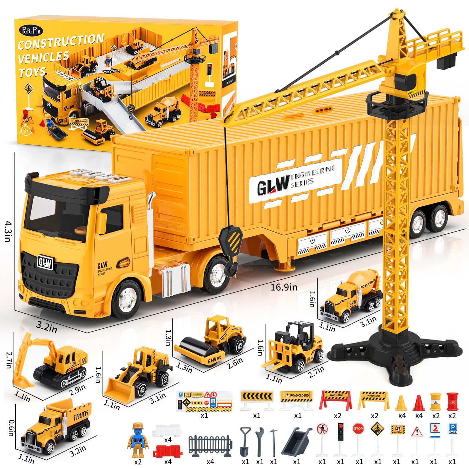 60-Piece Construction Vehicle Playset