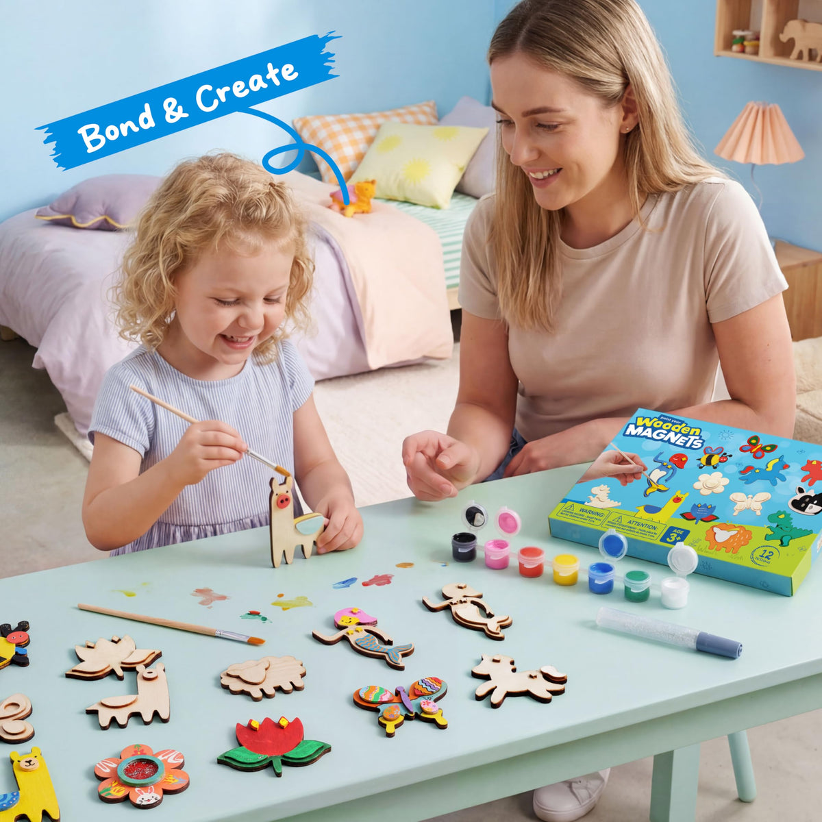 JOYIN 12-Piece Wooden Magnet Painting Kit
