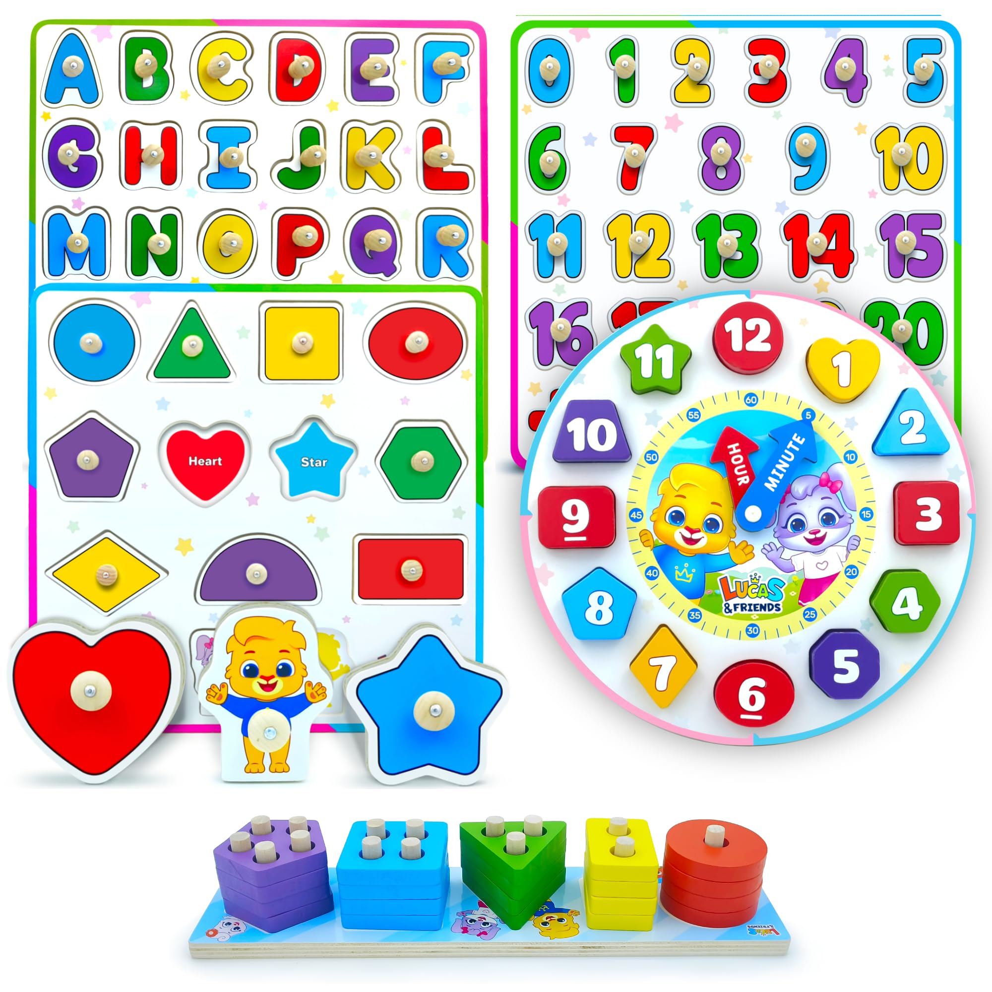 5-in-1 Wooden Alphabet and Math Learning Bundle