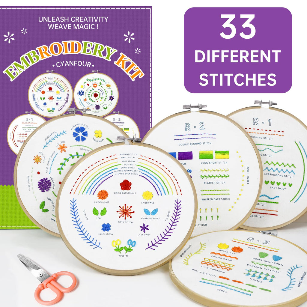 5-Pack Beginner Floral Embroidery Kit