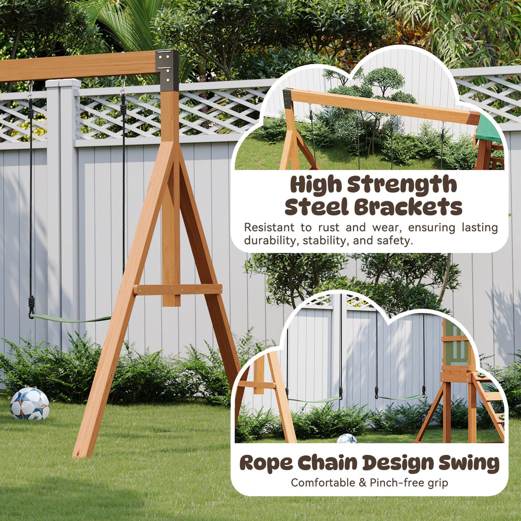 SunSwell Green Wooden Backyard Swing Set