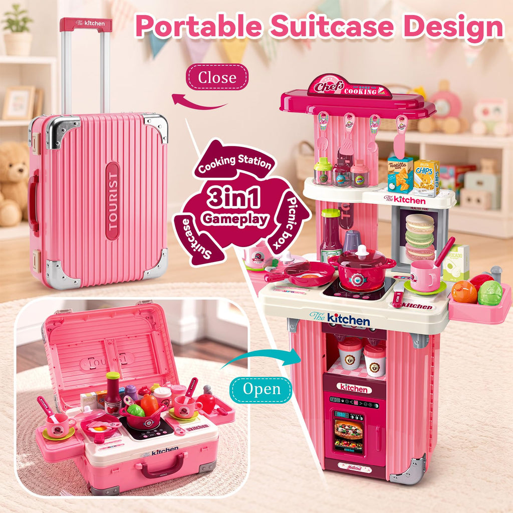 Golray 3-in-1 Portable Suitcase Play Kitchen
