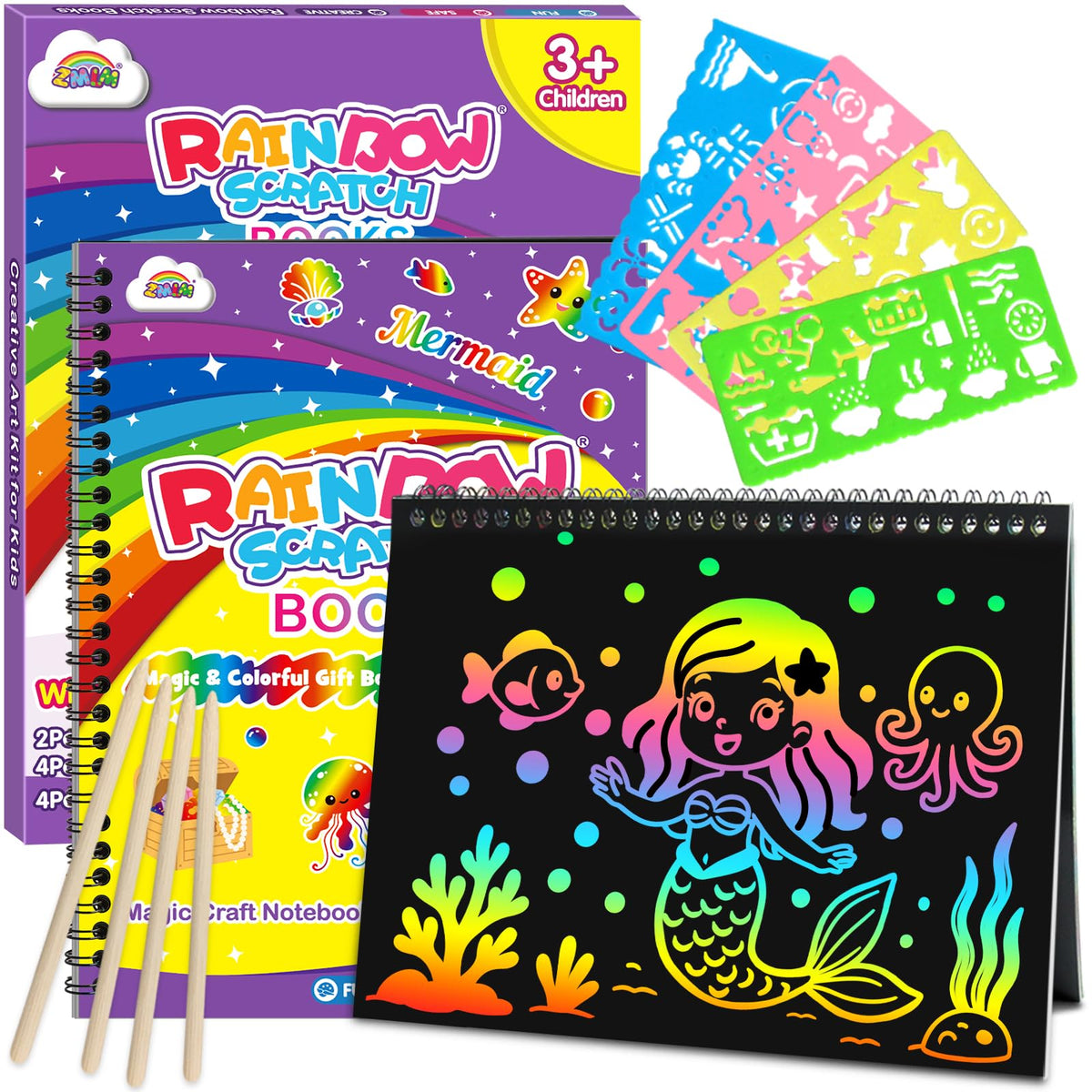 2-Pack Rainbow Scratch Art Notebooks