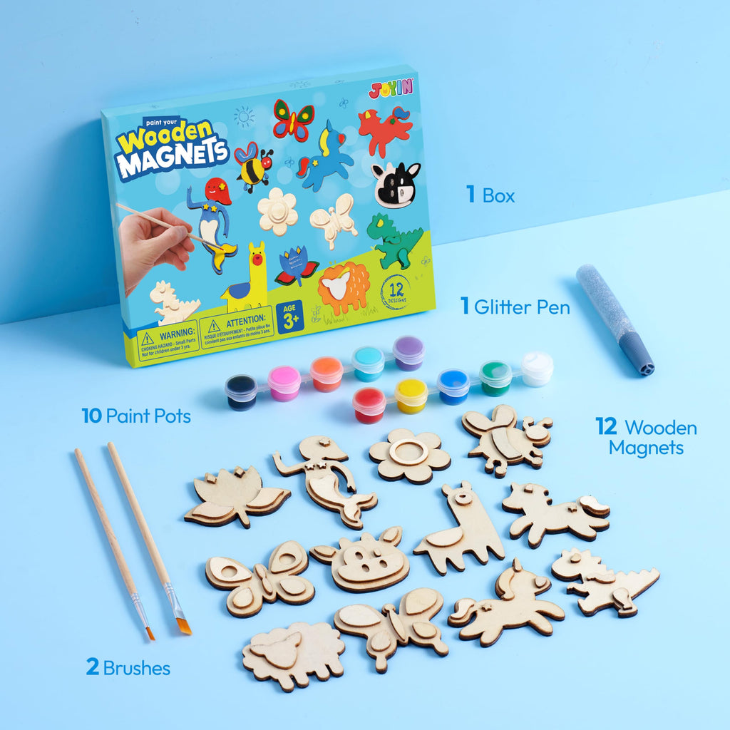 JOYIN 12-Piece Wooden Magnet Painting Kit