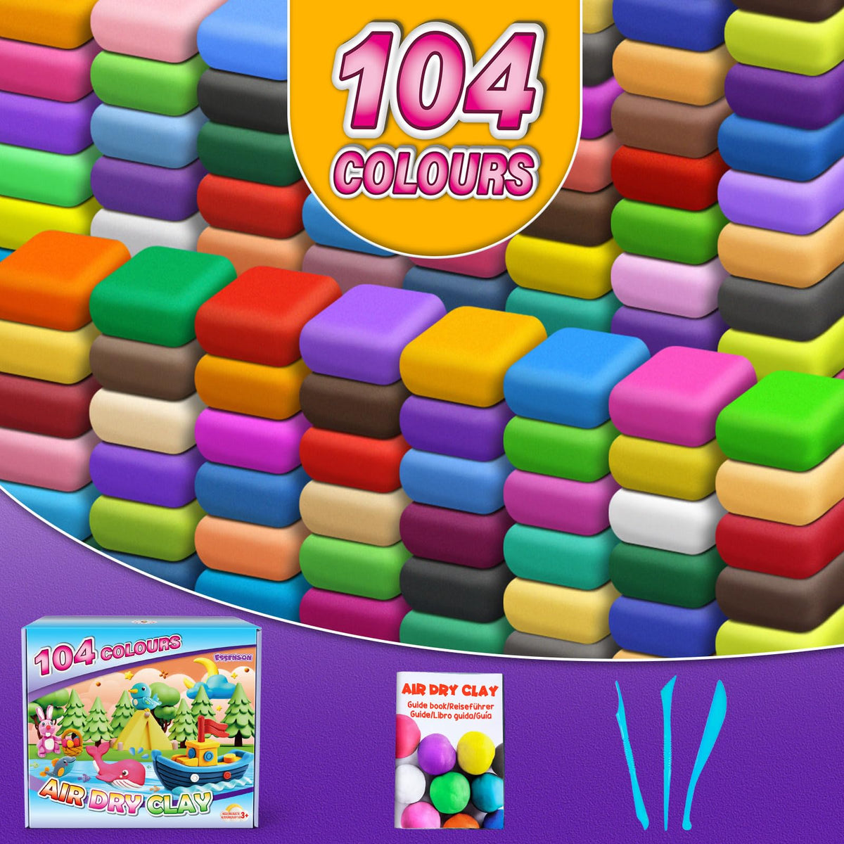 56-Color Air-Dry Modeling Clay Kit