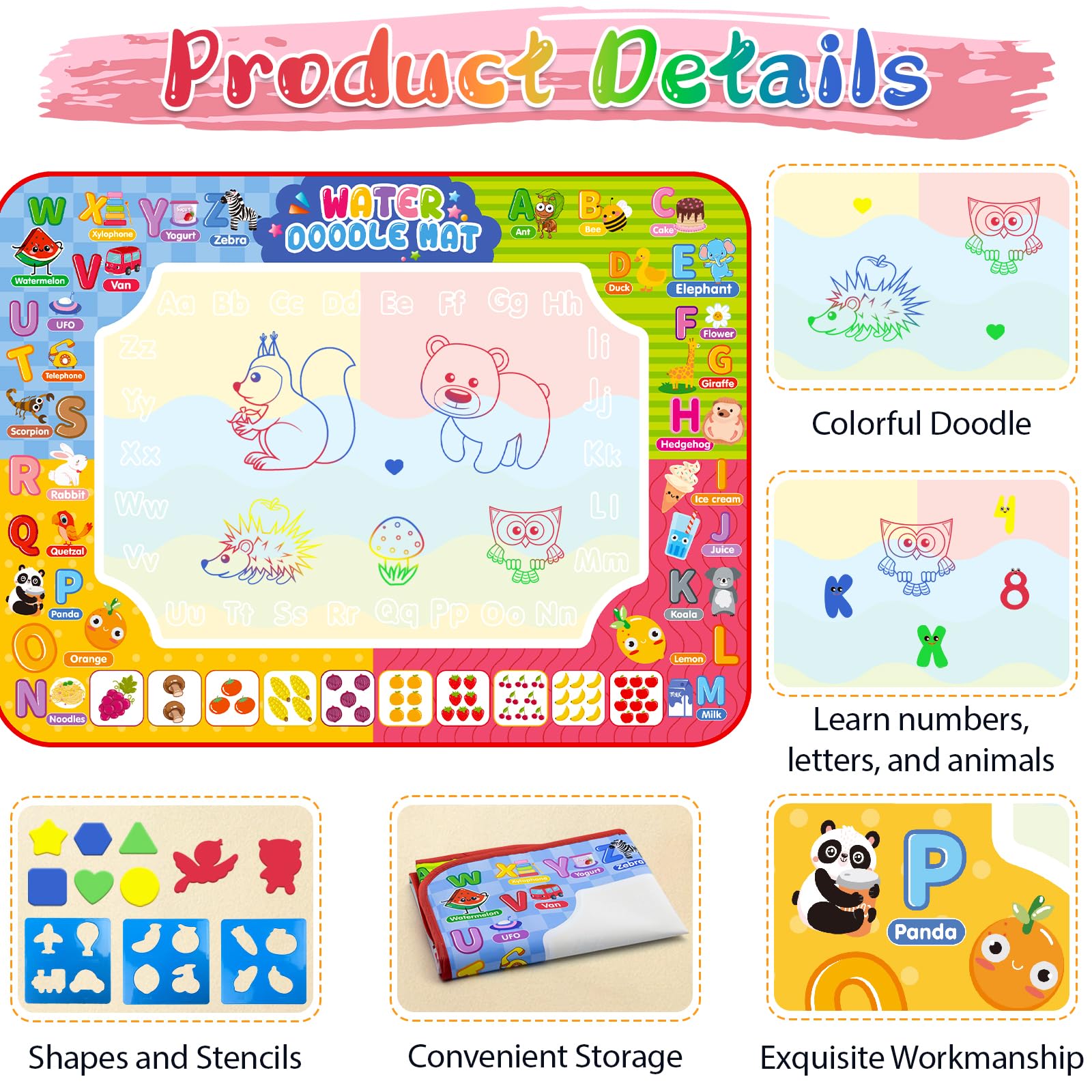 60 x 40-Inch Reusable Water Doodle Mat