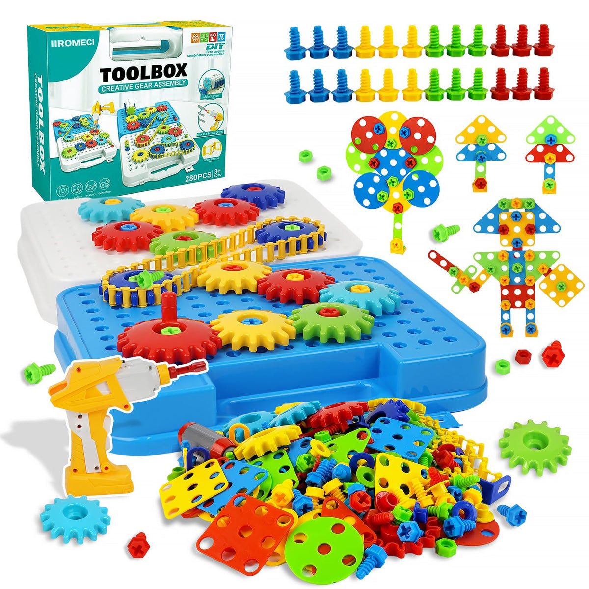 280-Piece Motorized Gear Building Set