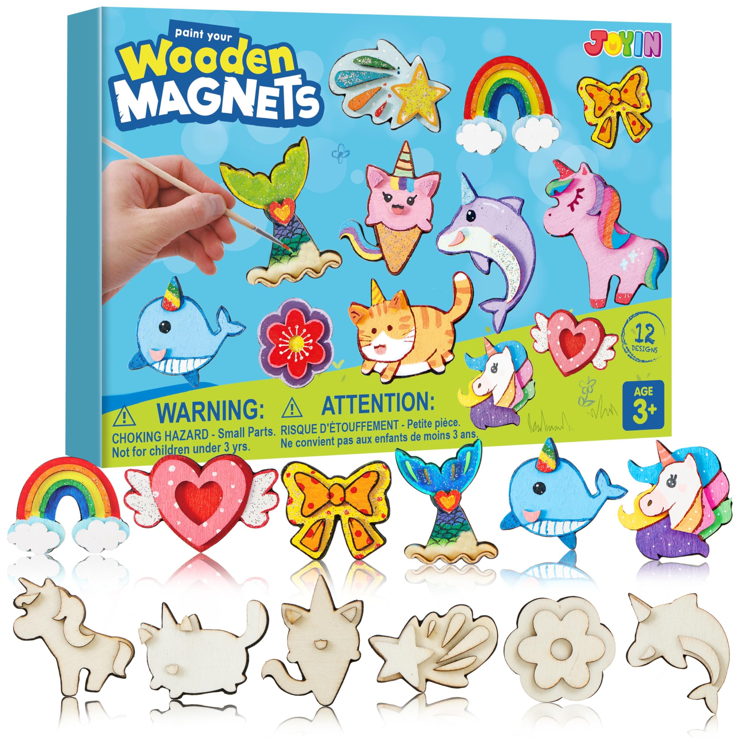 JOYIN 12-Piece Wooden Magnet Painting Kit